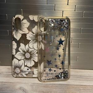 SOLD- 2 Kate Spade iPhone X cases - one case- glitter stars & one case- flowers